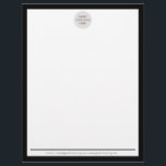 BUSINESS LOGO modern simple border black white Letterhead<br><div class="desc">by kat massard >>> www.simplysweetpaperie.com <<<</div>