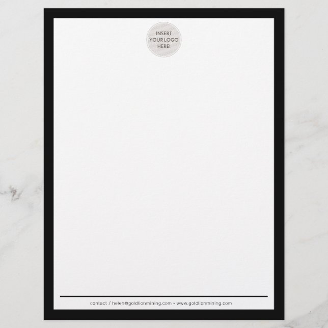BUSINESS LOGO modern simple border black white Letterhead (Front)