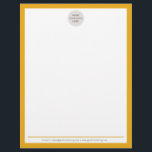 BUSINESS LOGO modern simple border mustard white Letterhead<br><div class="desc">by kat massard >>> www.simplysweetpaperie.com <<<</div>