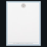 BUSINESS LOGO modern simple border pale blue Letterhead<br><div class="desc">by kat massard >>> www.simplysweetpaperie.com <<<</div>