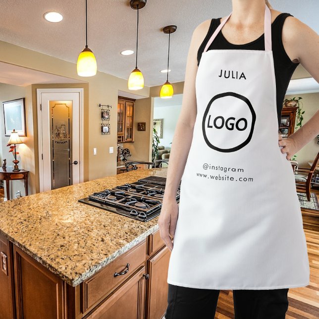 Business Logo Modern Style Employee Staff Name Apron (Creator Uploaded)