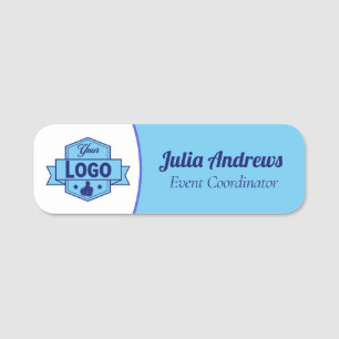 Business Logo Modern white blue Employee Staff Name Tag