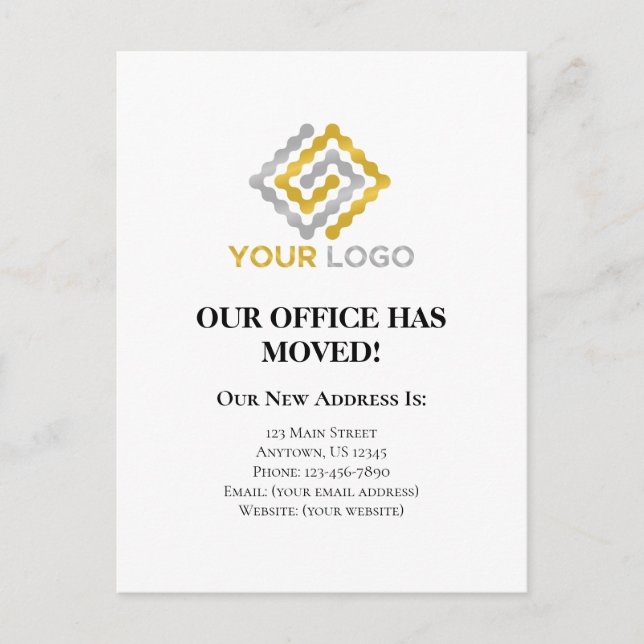 Business Logo Moving Announcement Postcard (Front)