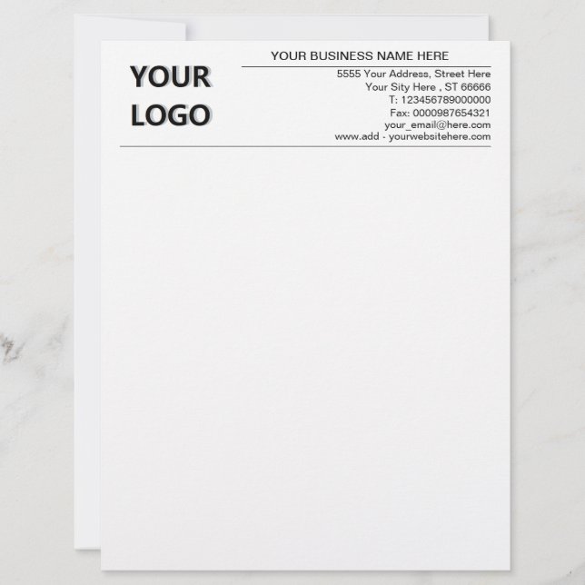 Business Logo Name Address Contact Info Letterhead (Front)