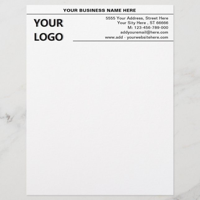 Business Logo Name Address Letterhead Template (Front)
