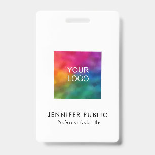 Business Logo Name And Title QR Code Template Badge