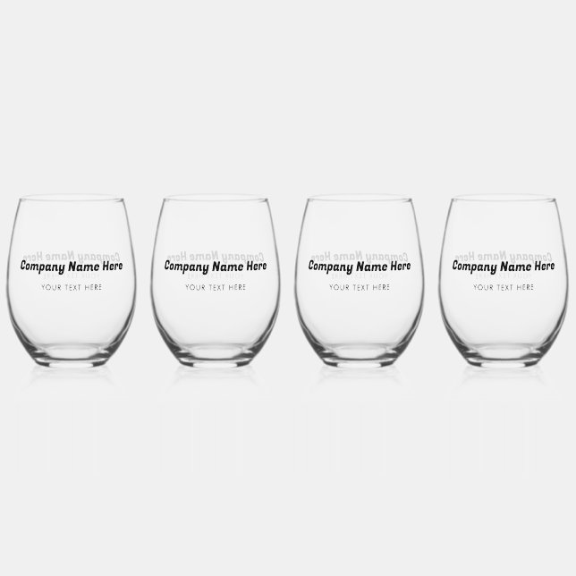 Business Logo Name Company Promotional Corporate Stemless Wine Glass (Front)