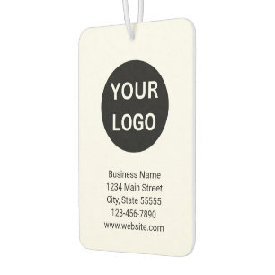 Business Logo Name Contact Info. Black and White Air Freshener