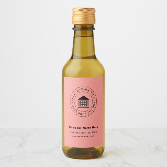 Business Logo Name Custom Mini Wine Bottle Label (Front)