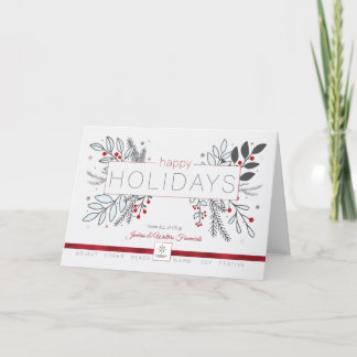 Business Logo Name Modern Botanical Illustration Holiday Card