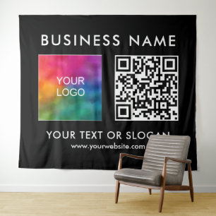 Business Logo Name QR Code Extra Large Backdrop Tapestry