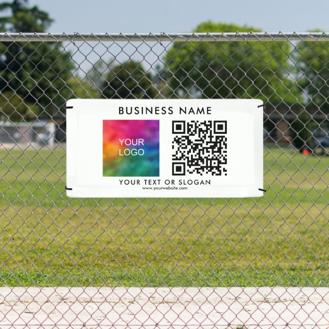 Business Logo Name QR Code Outdoor Custom Template Banner (Insitu)