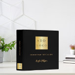 Business logo name signature black gold binder<br><div class="desc">A black background.  Personalize and add your business logo,  text (or delete)  and your name/signature. Golden text.</div>