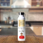 Business logo name signature photo water bottle<br><div class="desc">A classic white background.  Personalize and add your business logo,  text (or delete)  name and a profile photo.</div>