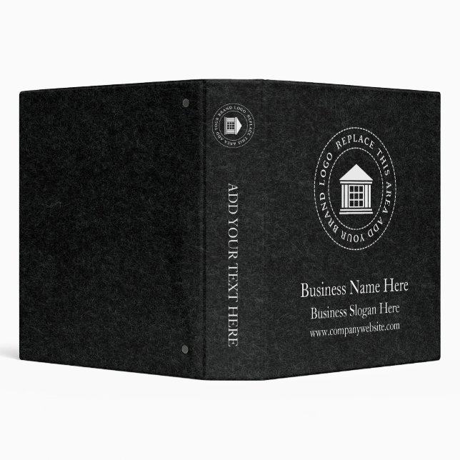 Business Logo | Name | Simple Custom Black Binder (Background)