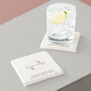 Business logo name simple minimalist marble stone  coaster