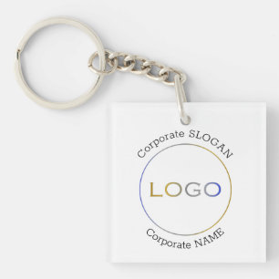 Business Logo Name Slogan Minimalist Promotional Keychain