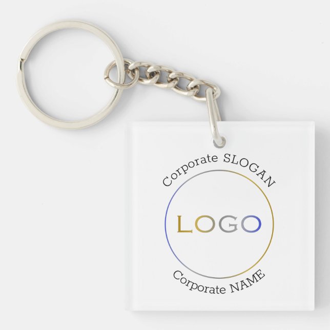 Business Logo Name Slogan Minimalist Promotional Keychain (Front)