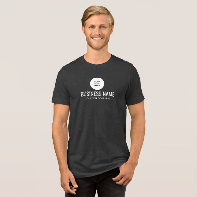 Business Logo & Name Template Mens Charcoal Black Tri-Blend Shirt (Front Full)