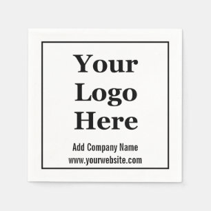 Business Logo Name Website Black and White Napkin