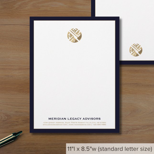 Business Logo Navy Blue Border Letterhead (Creator Uploaded)