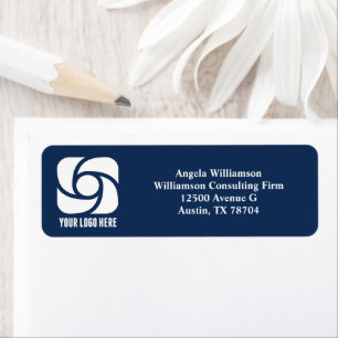 Business Logo Navy Blue Company Return Address
