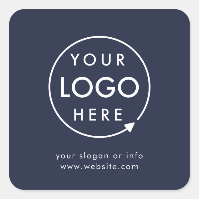 Business Logo | Navy Blue Corporate Professional Square Sticker (Front)