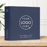 Business Logo | Navy Blue Minimalist Professional Binder<br><div class="desc">A simple navy blue black business template in a modern minimalist style which can be easily updated with your company logo and text. If you need any help personalizing this product,  please contact me using the message button below and I'll be happy to help.</div>
