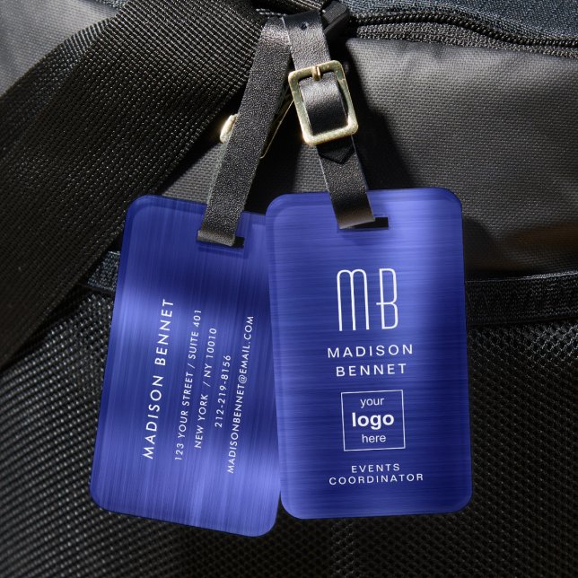 Business Logo Navy Blue Professional Travel Luggage Tag (Business Logo Navy Blue Professional Travel Luggage Tag)