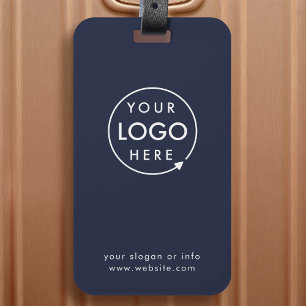 Business Logo Navy Blue Promotional Travel Luggage Tag