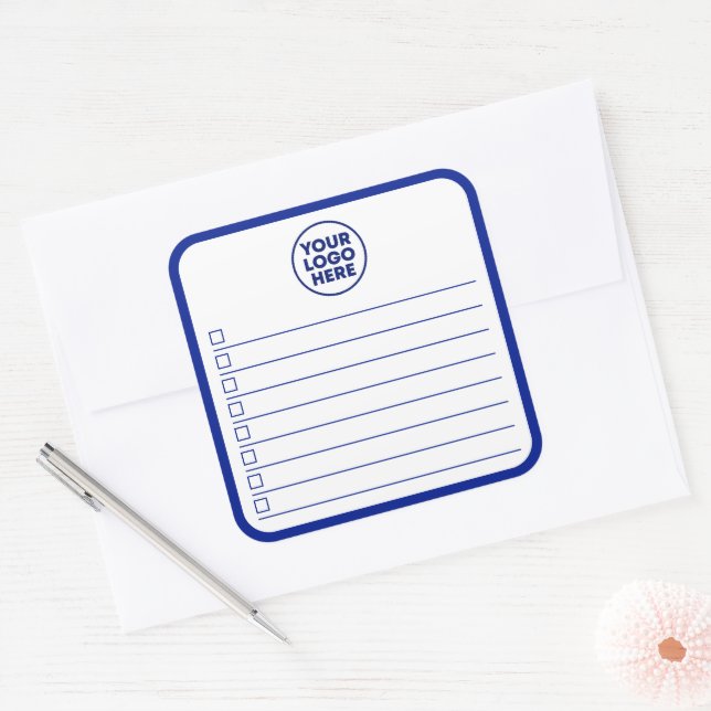 Business Logo Navy Blue To Do List Square Sticker (Envelope)