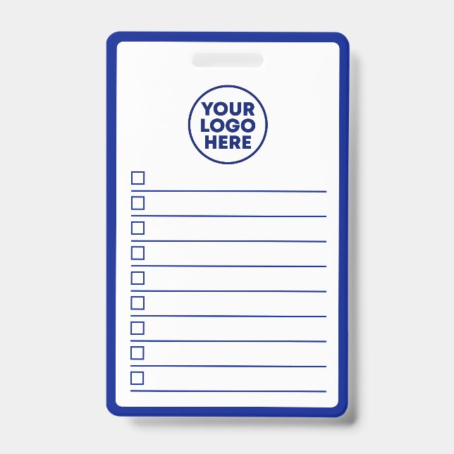 Business Logo Navy Blue Whiteboard To Do List Badge (Front)