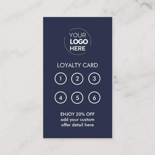 Business Logo | Navy Professional Company Loyalty Card (Front)