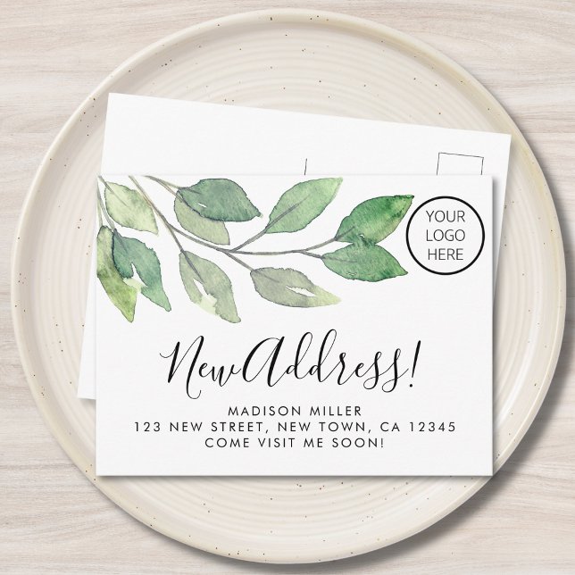 Business Logo New Address Moving Announcement Postcard (Creator Uploaded)