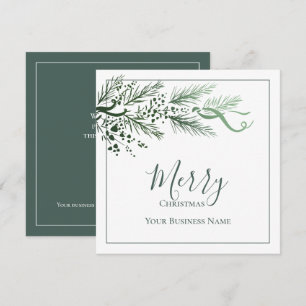 Business Logo Non Photo Unique Greenery Christmas Holiday Card