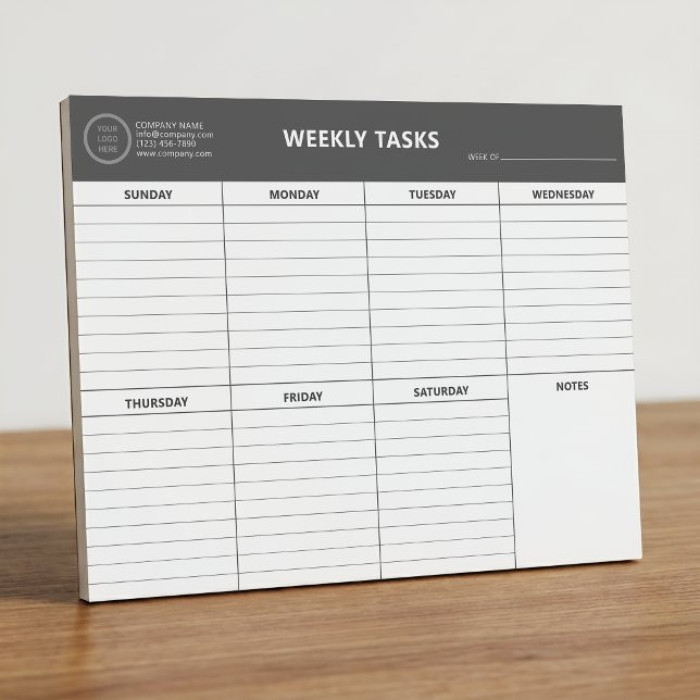 Business Logo Notepad | Weekly Task Scheduler Pad (Creator Uploaded)
