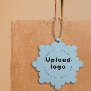 Business Logo on Light Blue Snowflake Shape Paper Ornament Card