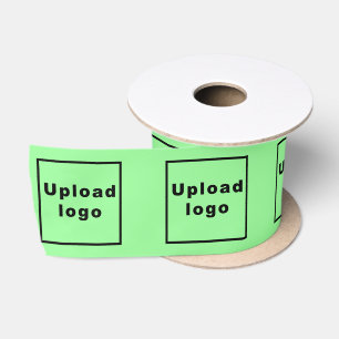 Business Logo on Light Green Ribbon Satin Ribbon