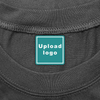 Business Logo on Teal Green Square Iron On Label