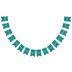 Business Logo on Teal Green Swallowtail Bunting Flags