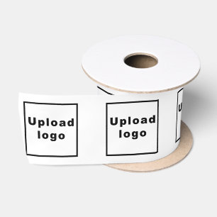 Business Logo on White Ribbon Satin Ribbon