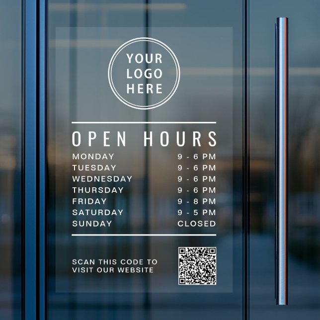 Business Logo Open Hours Create Your QR Code Window Cling (Business Logo Open Hours Create Your QR Code Window Cling)