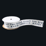 Business logo or blue text Company brand minimal Satin Ribbon<br><div class="desc">Customizable Satin or Grosgrain Business Ribbon. Add your logo OR your brand name or other text/characters. - Some unicode characters you can copy/paste to the text box if you want to: ● (Black circle), ★ (Star), ✱ ❃ (Asterisks), ❅ ❆ (Snowflakes), ❈ (Sparkle), ♥ (Heart), ♛ (Chess queen), ☼ (Sun...</div>