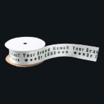 Business logo or deep green text Company brand Satin Ribbon<br><div class="desc">Customizable Satin or Grosgrain Business Ribbon. Add your logo OR your brand name or other text/characters. - Some unicode characters you can copy/paste to the text box if you want to: β (Black circle), β
(Star), β± β (Asterisks), β
β (Snowflakes), β (Sparkle), β₯ (Heart), β (Chess queen), βΌ (Sun...</div>