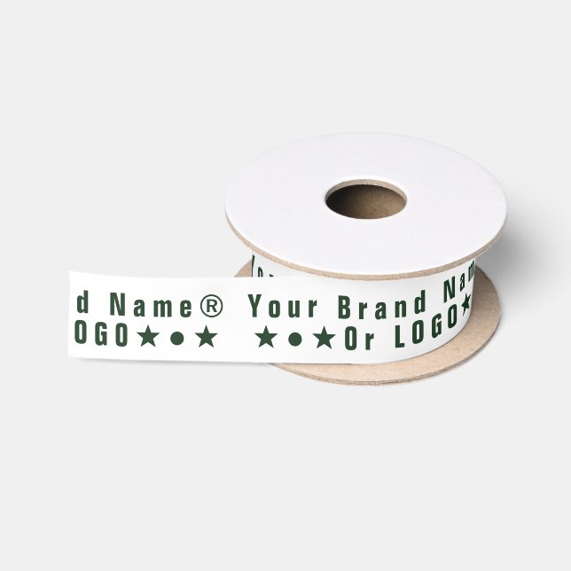 Business logo or deep green text Company brand Satin Ribbon (Spool)