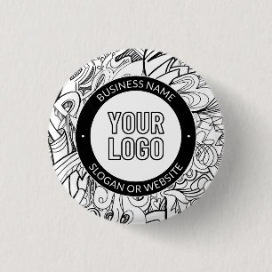 Business Logo or Design & Editable Text Template 1 Inch Round Button