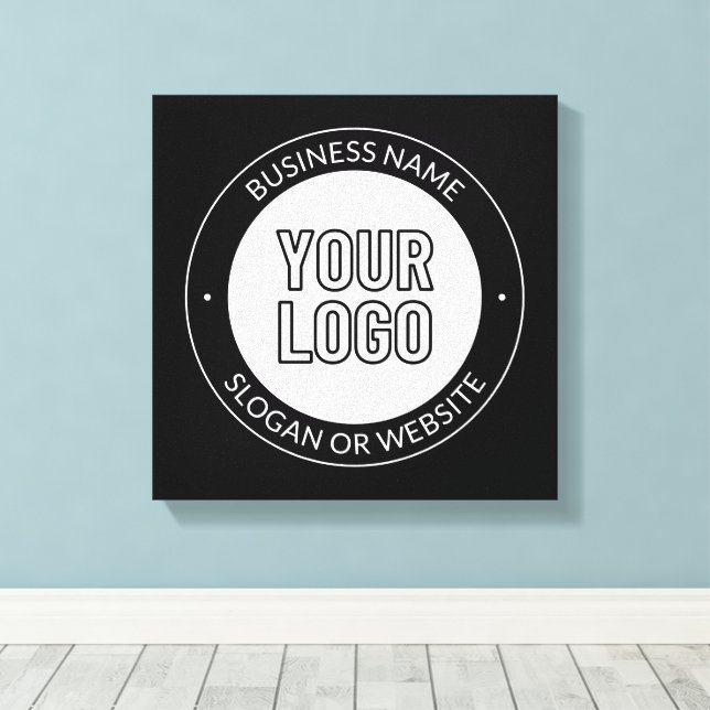 Business Logo or Design & Editable Text Template Canvas Print (Insitu(Wood Floor))