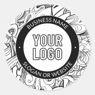 Business Logo or Design & Editable Text Template Classic Round Sticker