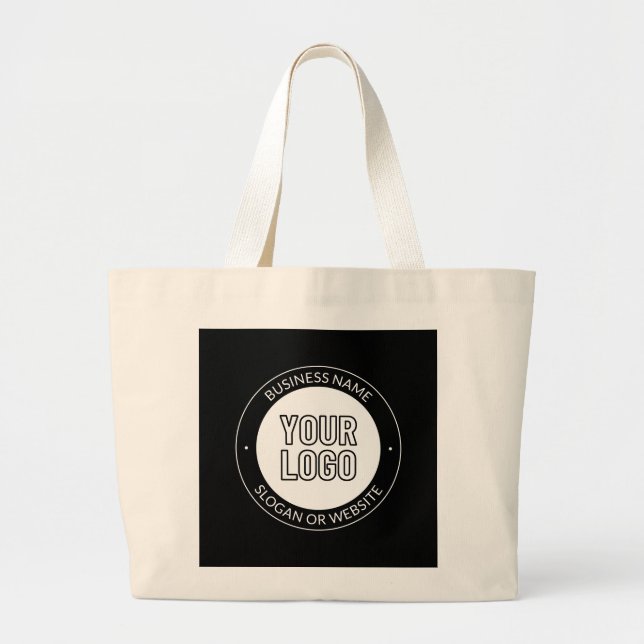 Business Logo or Design & Editable Text Template Large Tote Bag (Front)