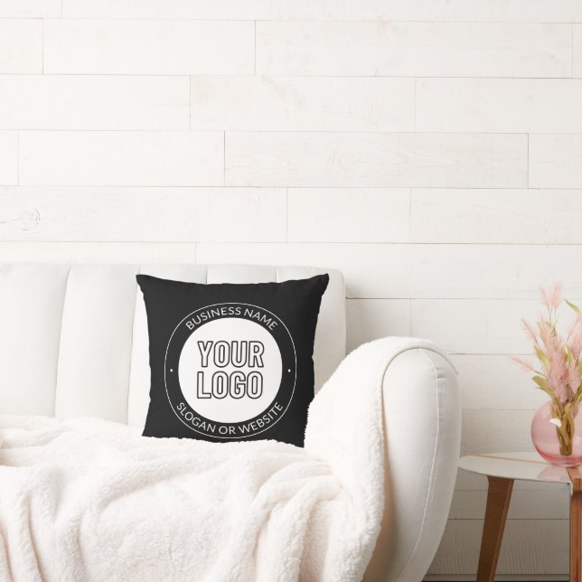Business Logo or Design & Editable Text Template Throw Pillow (Couch)